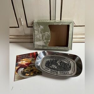 Vintage New Wilton Armetale 10 1/2" Serveware Platter GIVE US OUR DAILY BREAD